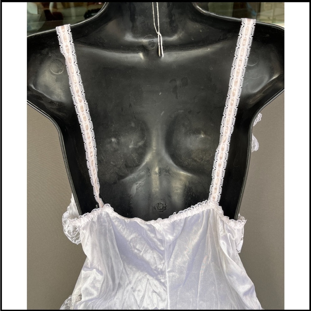 Vintage Delicates White & Pink Corset Lace Teddy L - Picture 4 of 6